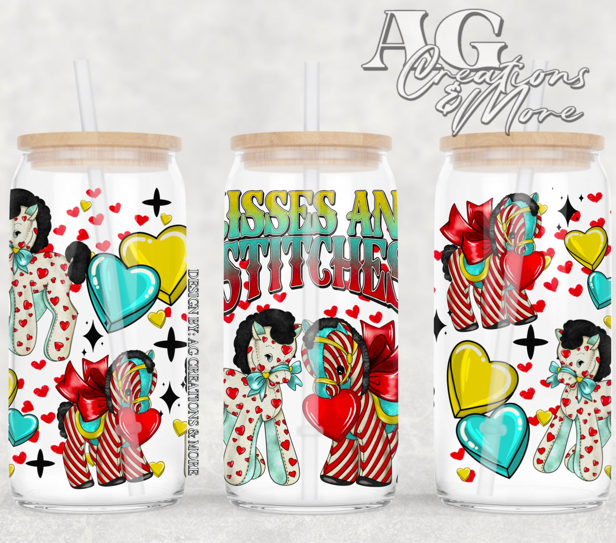 Kisses and Stitches 16oz Glass Digital File