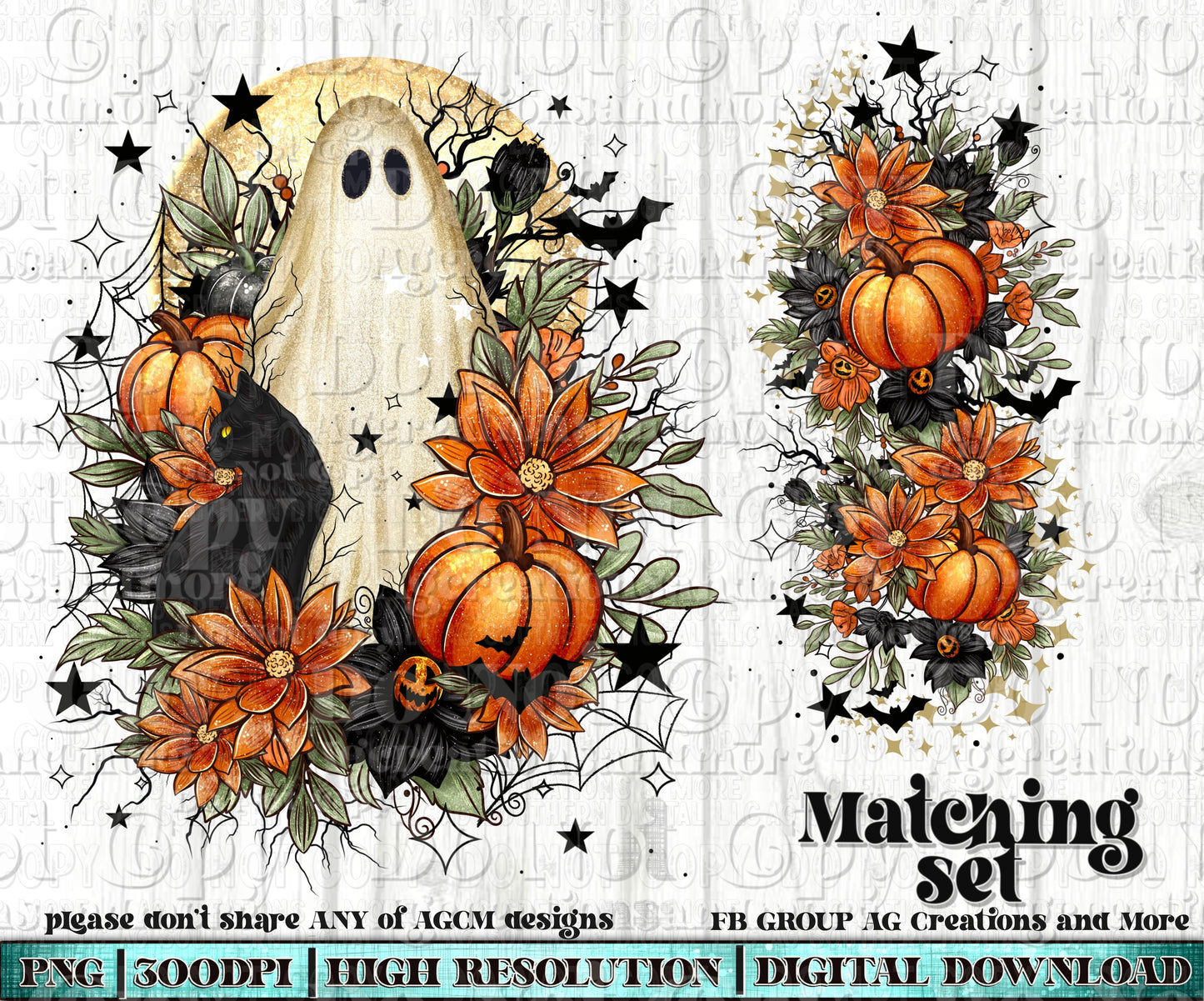 Spooky Ghost set Digital Download PNG