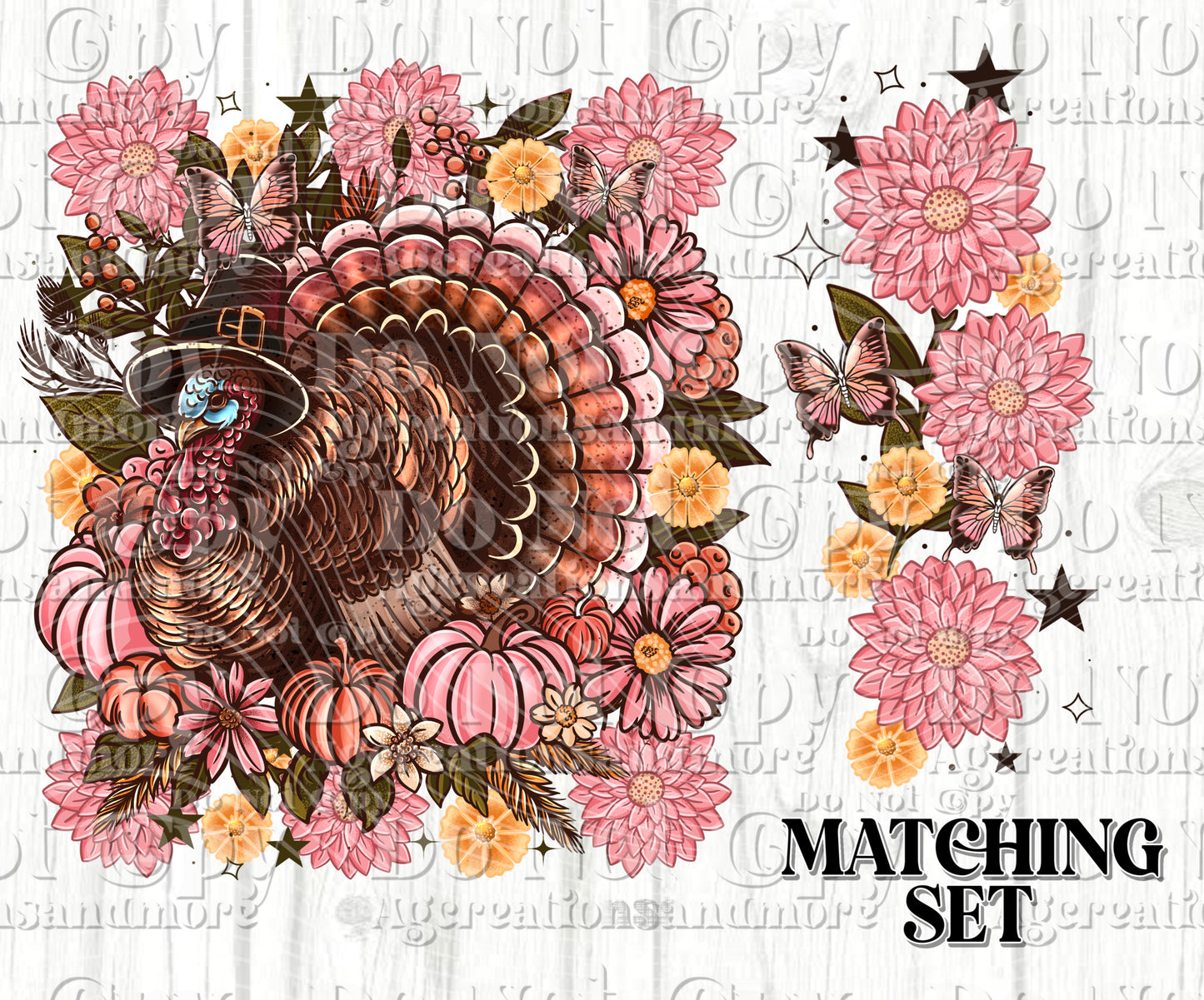 Floral turkey set Digital Download PNG