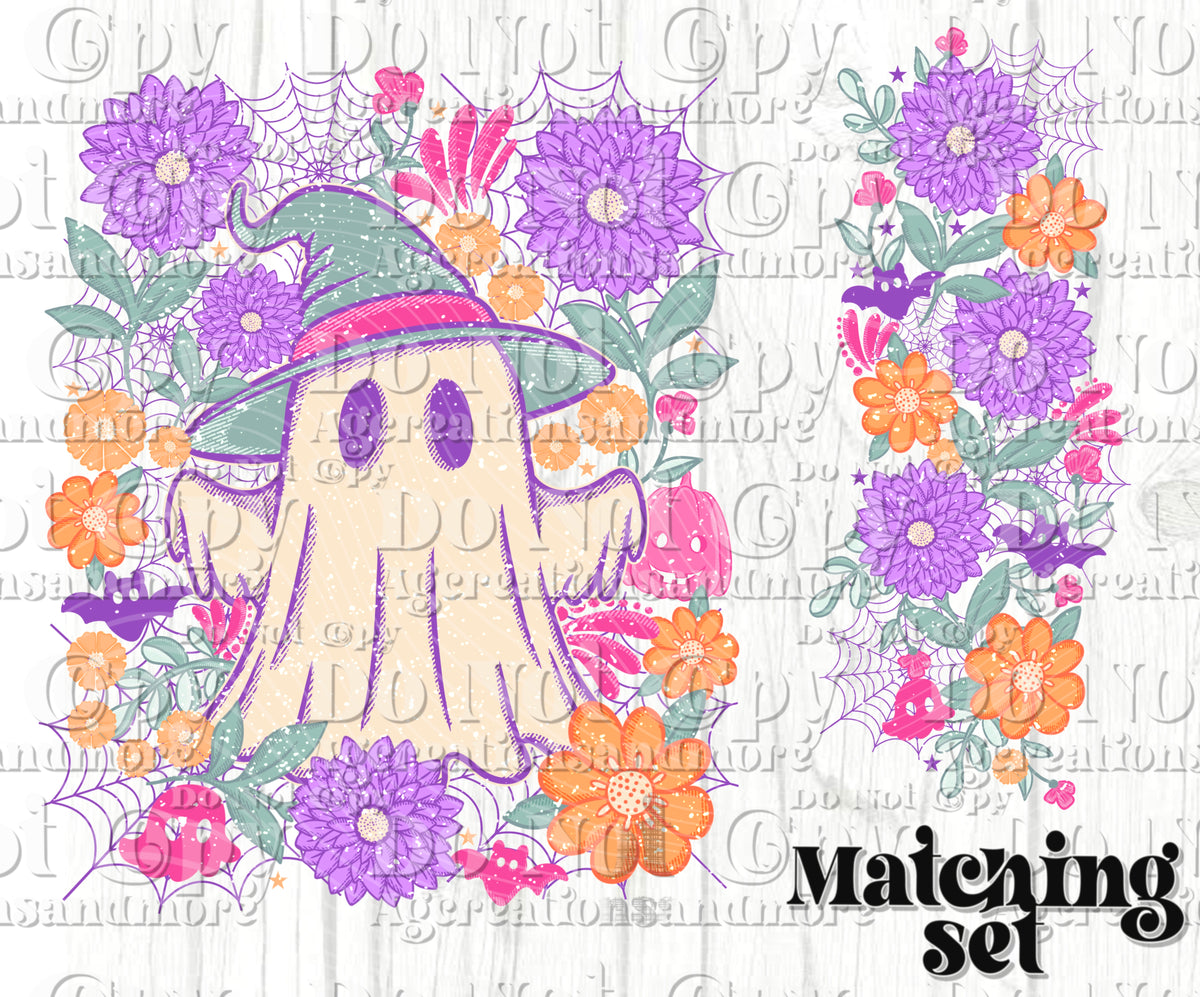 Floral ghost darker pastel set Digital Download PNG