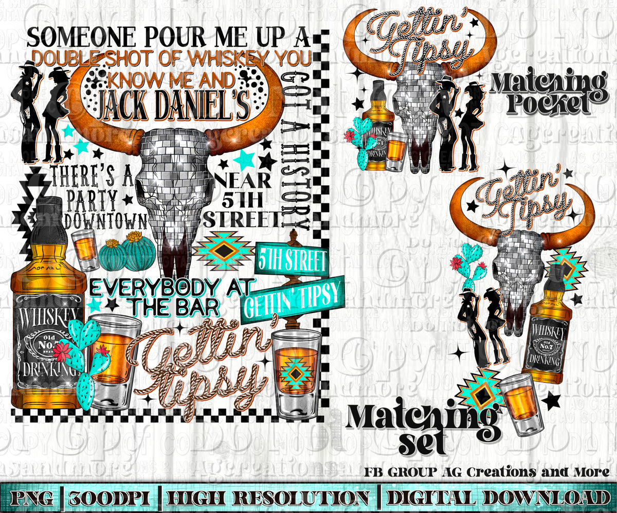 Gettin Tipsy sleeve pocket PNG SET