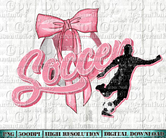 Soccer Silhouette Bow Digital Download