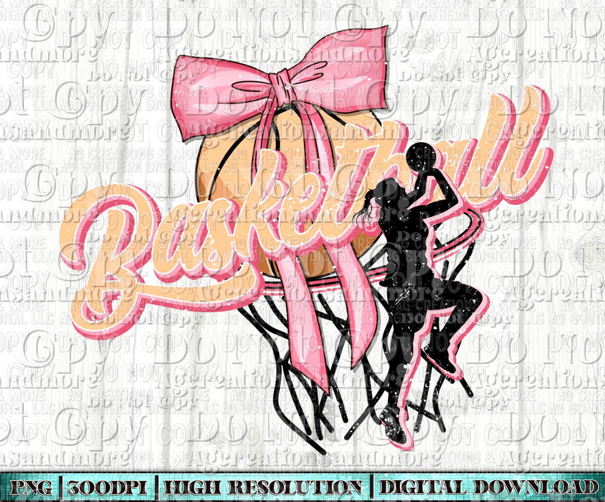 Basketball Silhouette Bow Digital Download