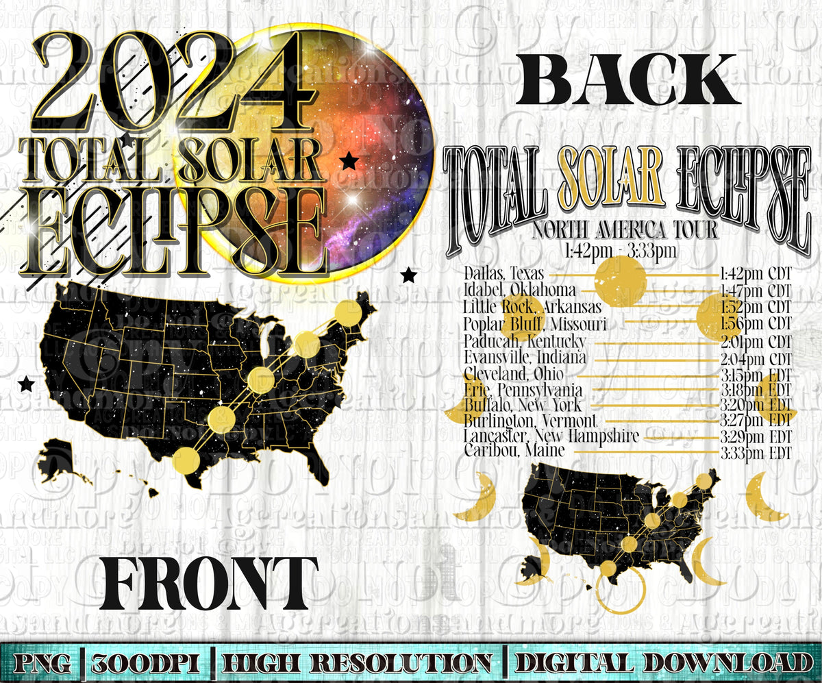 Total Solar Eclipse front and back Digital Download