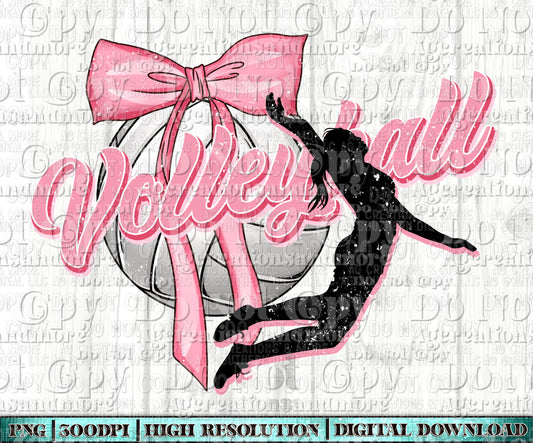 Volleyball Silhouette Bow Digital Download