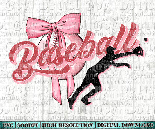Baseball Silhouette Bow Digital Download