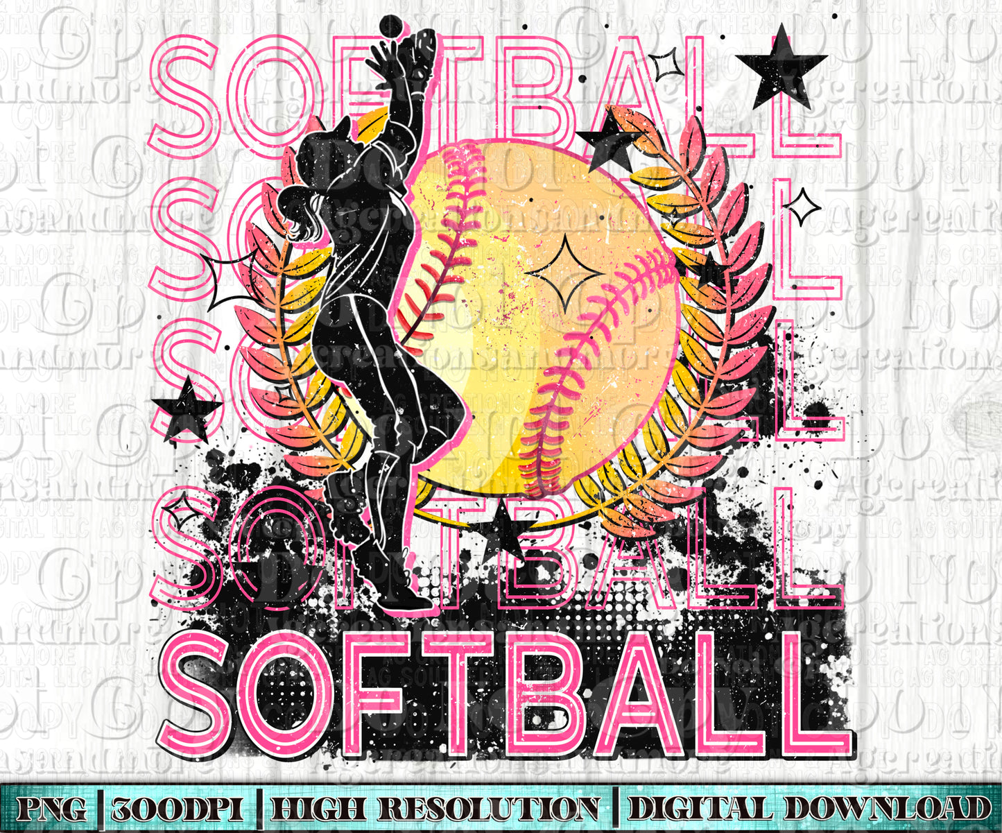 Softball Digital Download PNG