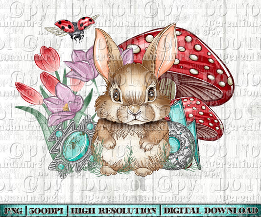 Bunny and turquoise Digital Download
