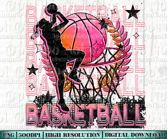 Basketball girl pink Digital Download PNG