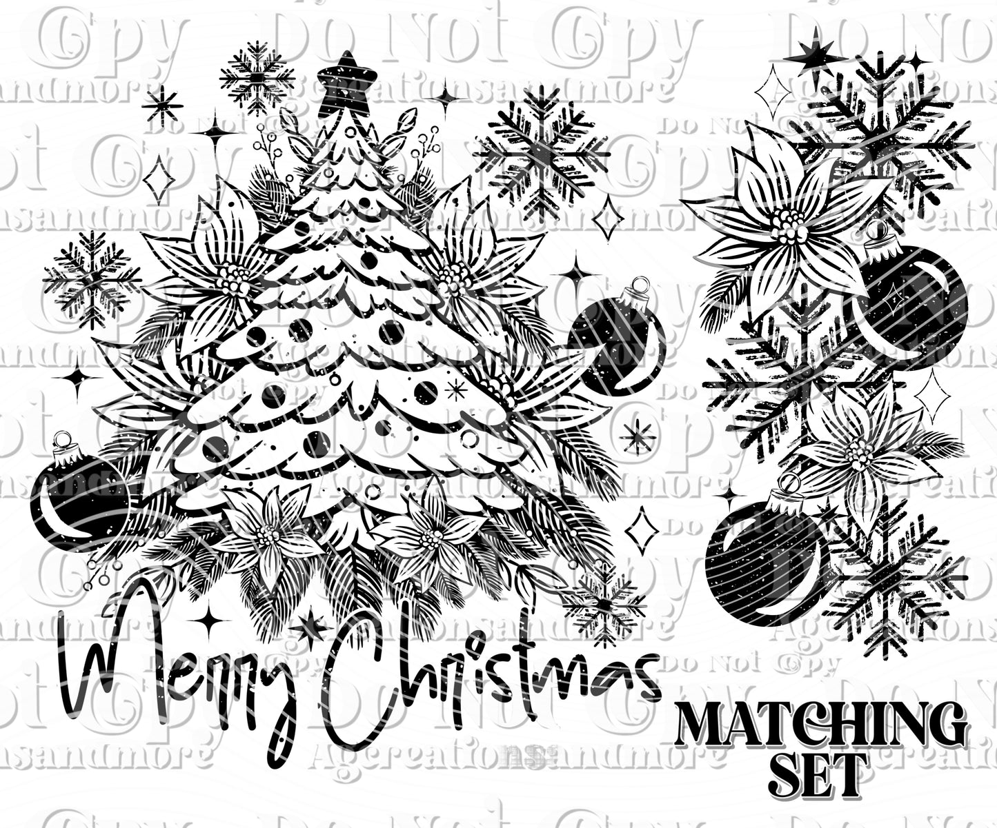 Merry Christmas set Single Color Digital Download