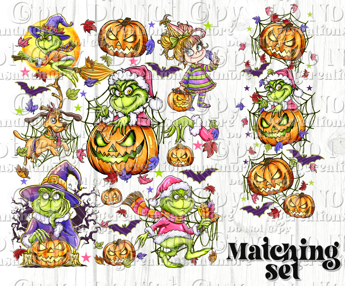 Spooky Green Guy set Digital Download PNG