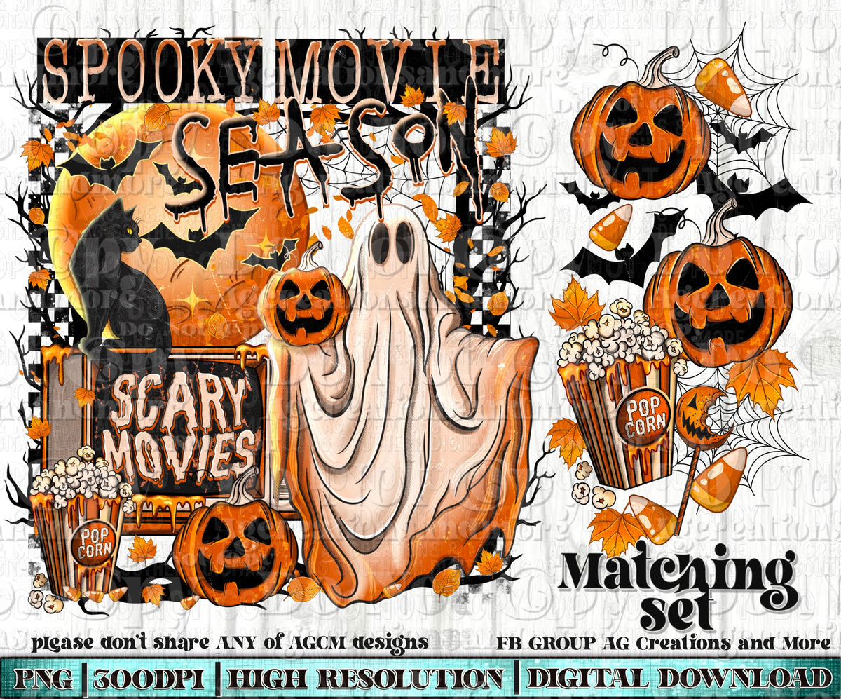 Ghost spooky movie set Digital Download PNG