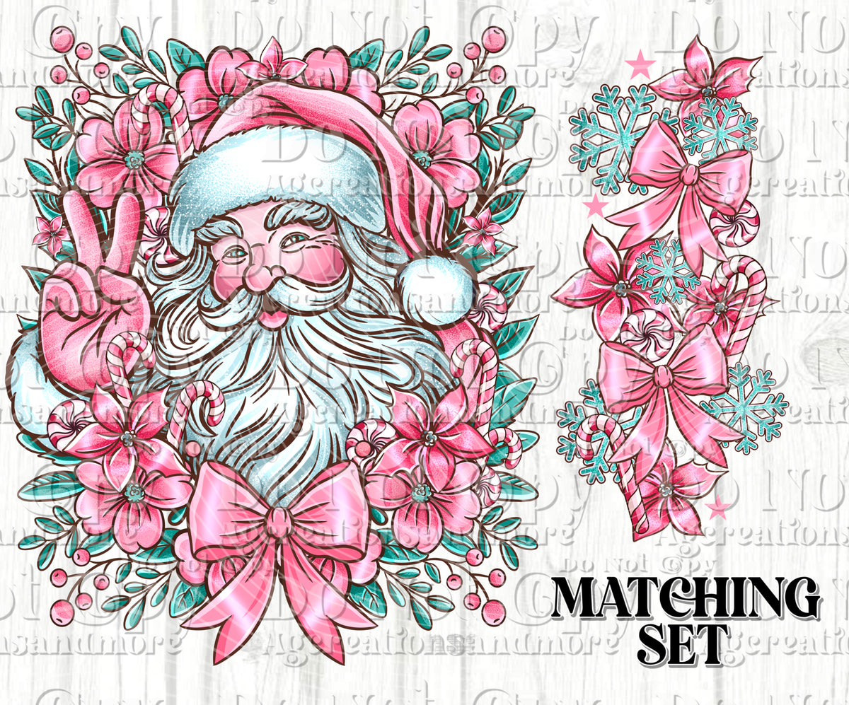 Pink Santa  set Digital Download PNG