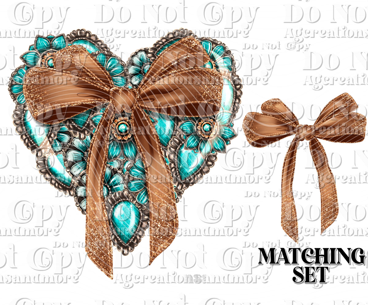 Turquoise Heart Set Digital Download PNG