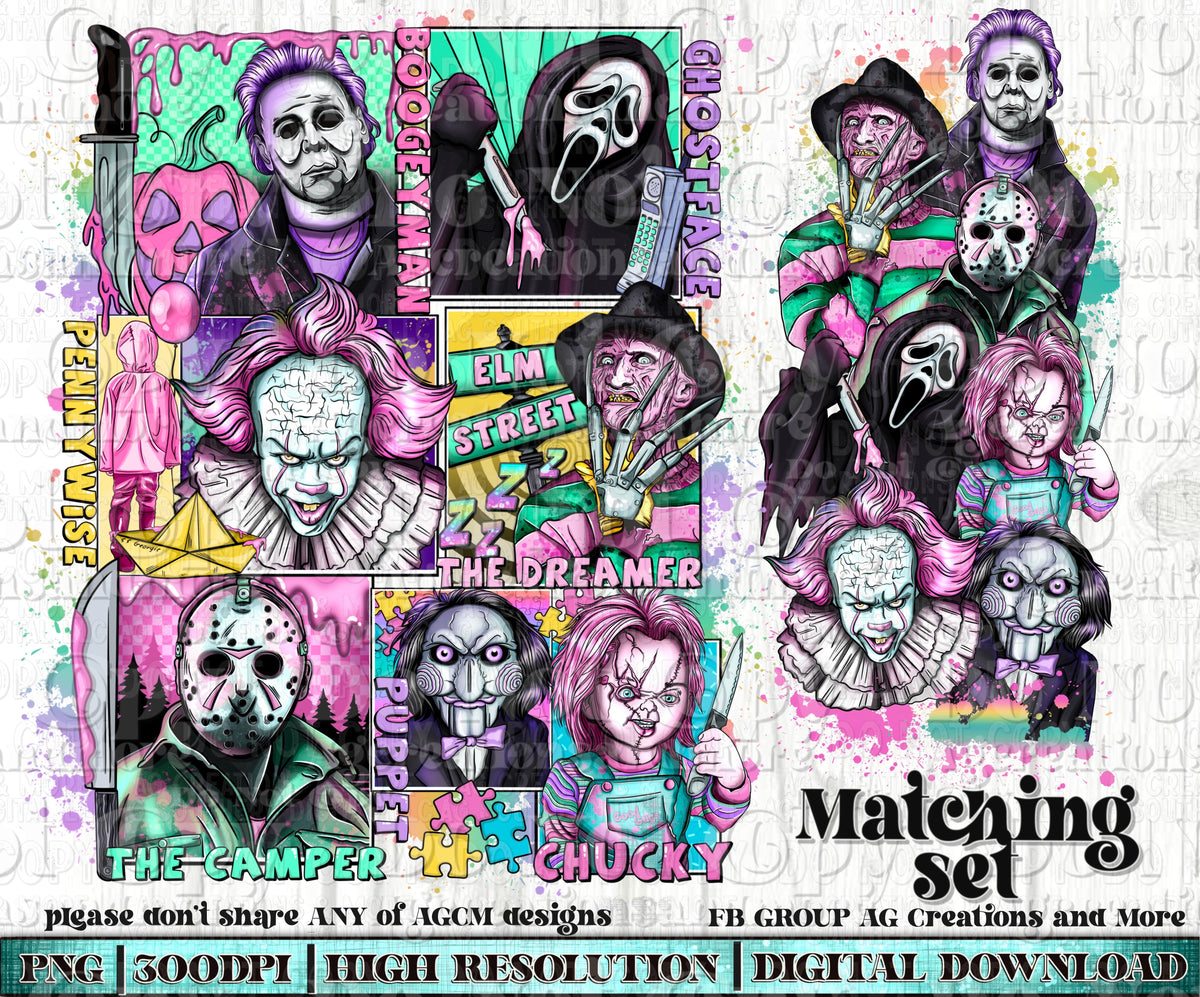 Killer Crew W splatter set Digital Download PNG