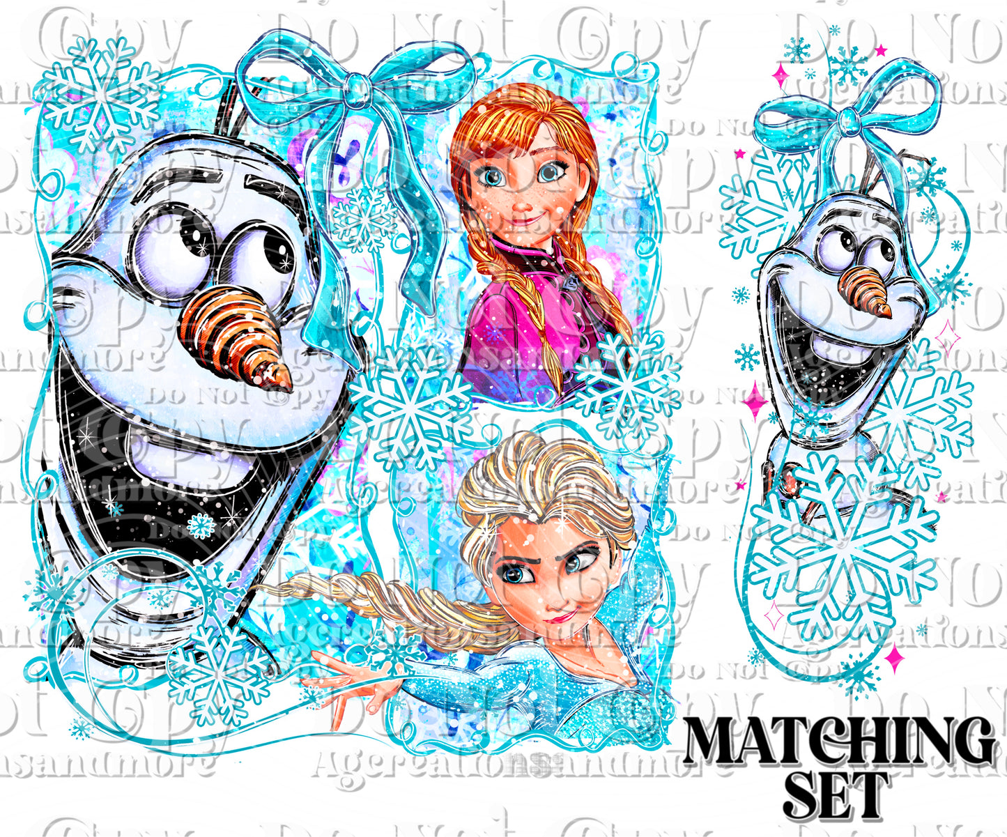 Snowman & Sisters  Set Digital Download PNG