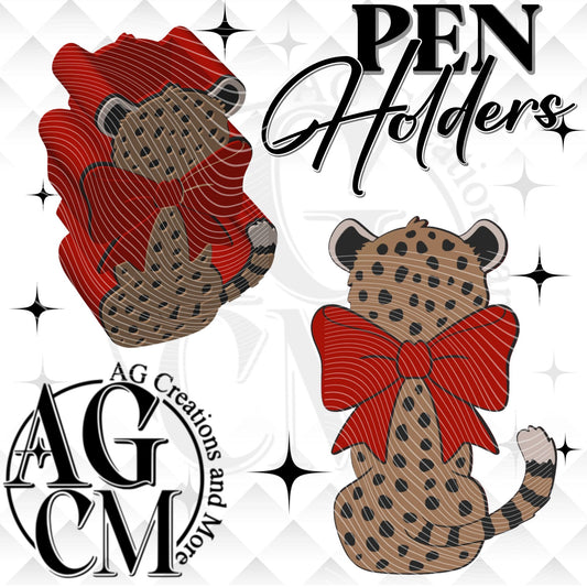 Cheetah Red bow Pen Holders (wholesale)