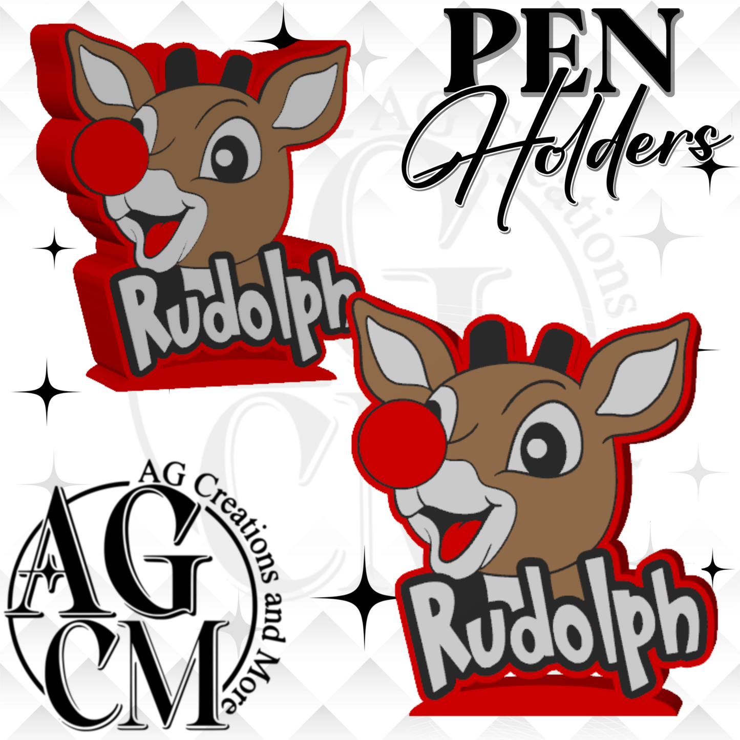 Red Nose Reindeer 3D Pen Holders (wholesale)