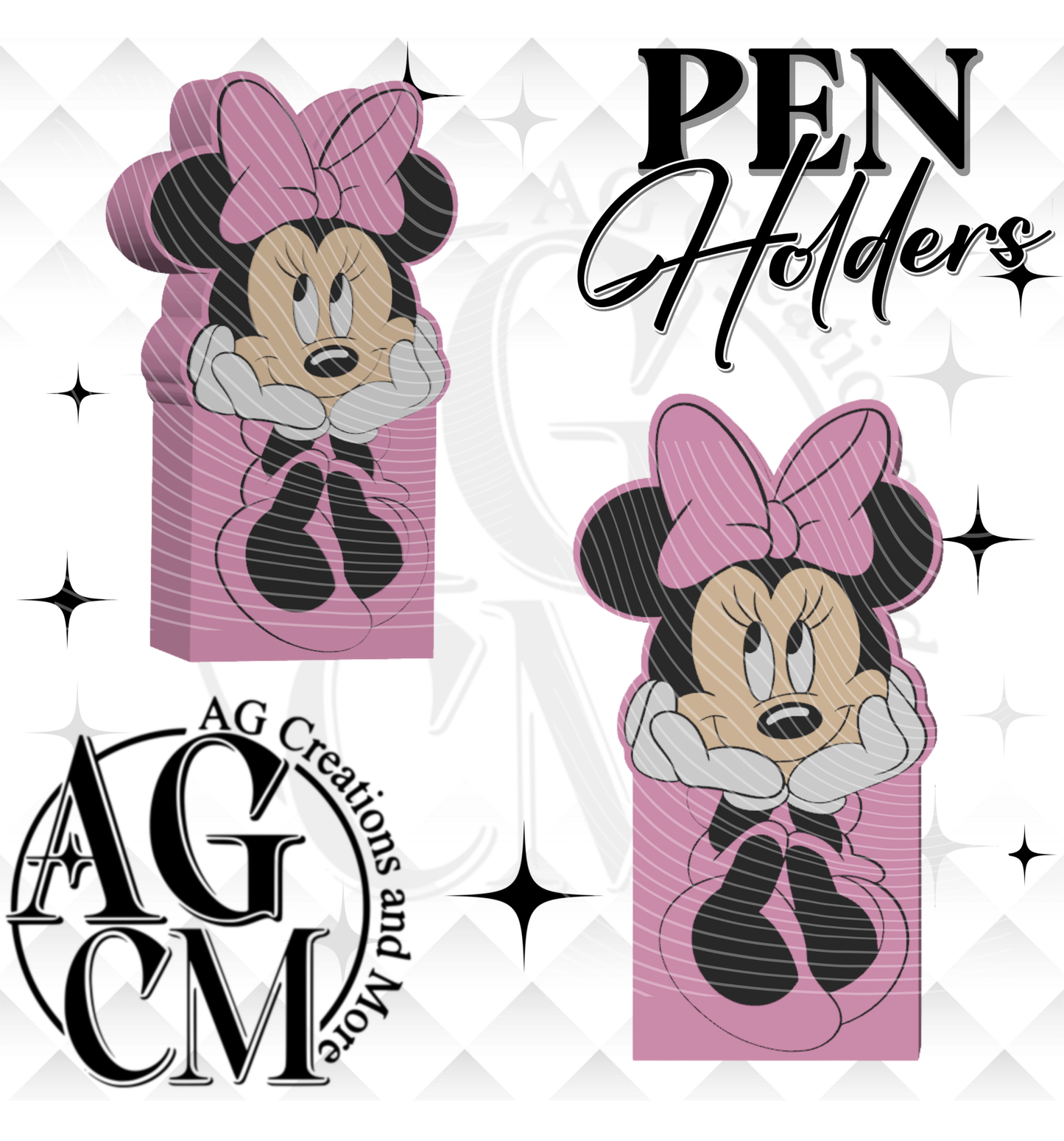 Pink Bow Mouse Pen Holder 3MF File