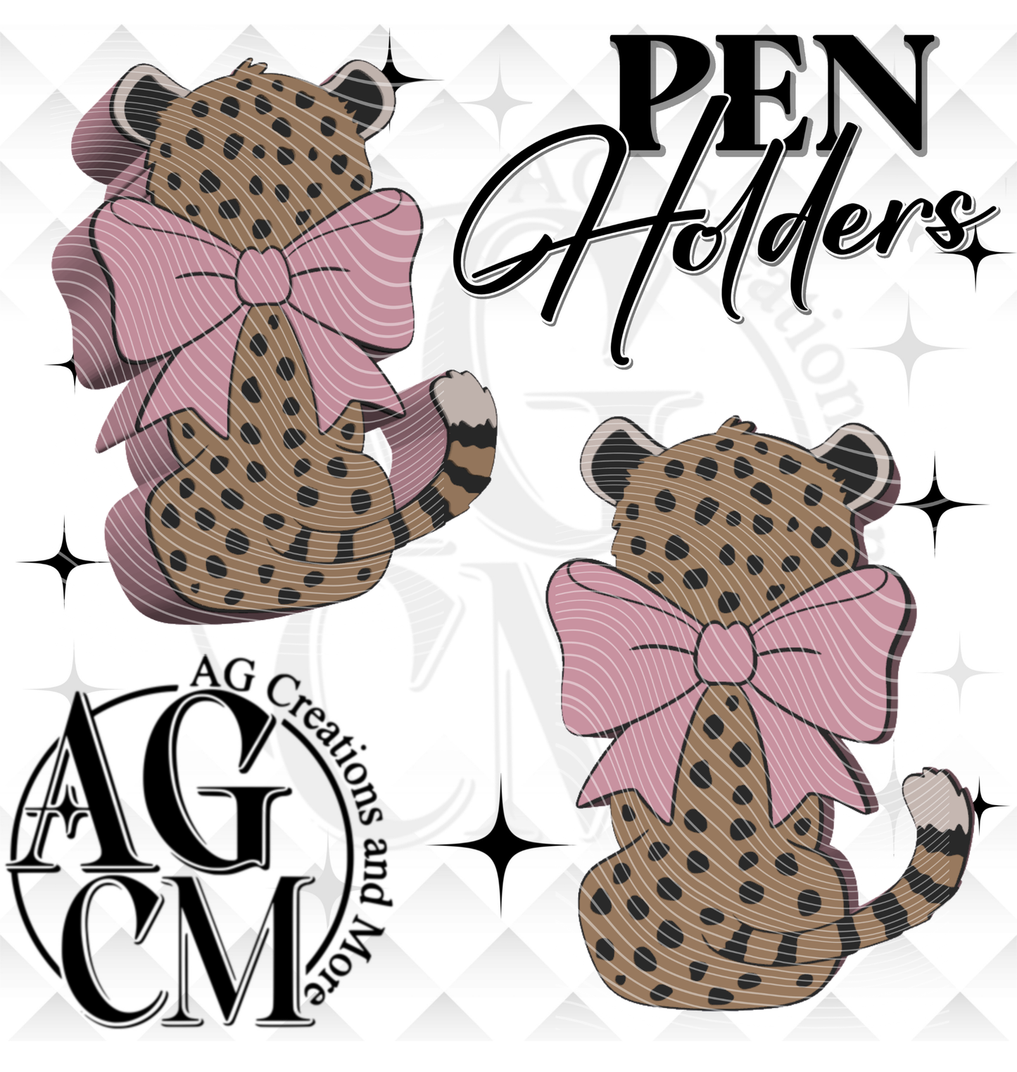 Cheetah Bow Pen Holders (wholesale)