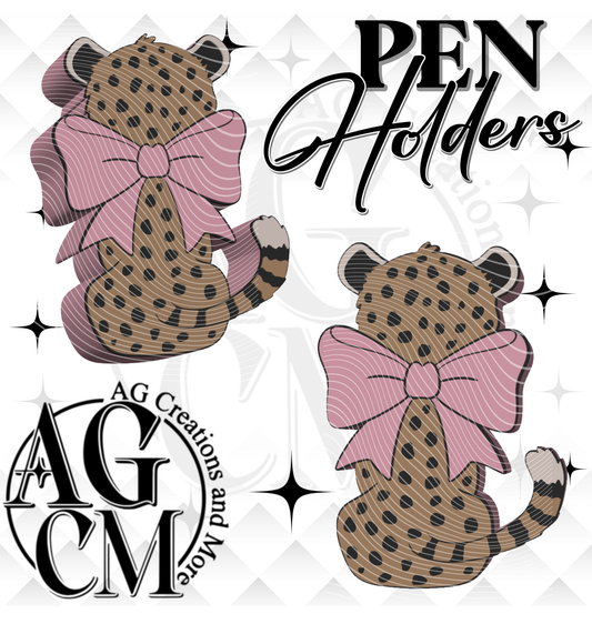 Cheetah Bow Pen Holders (wholesale)