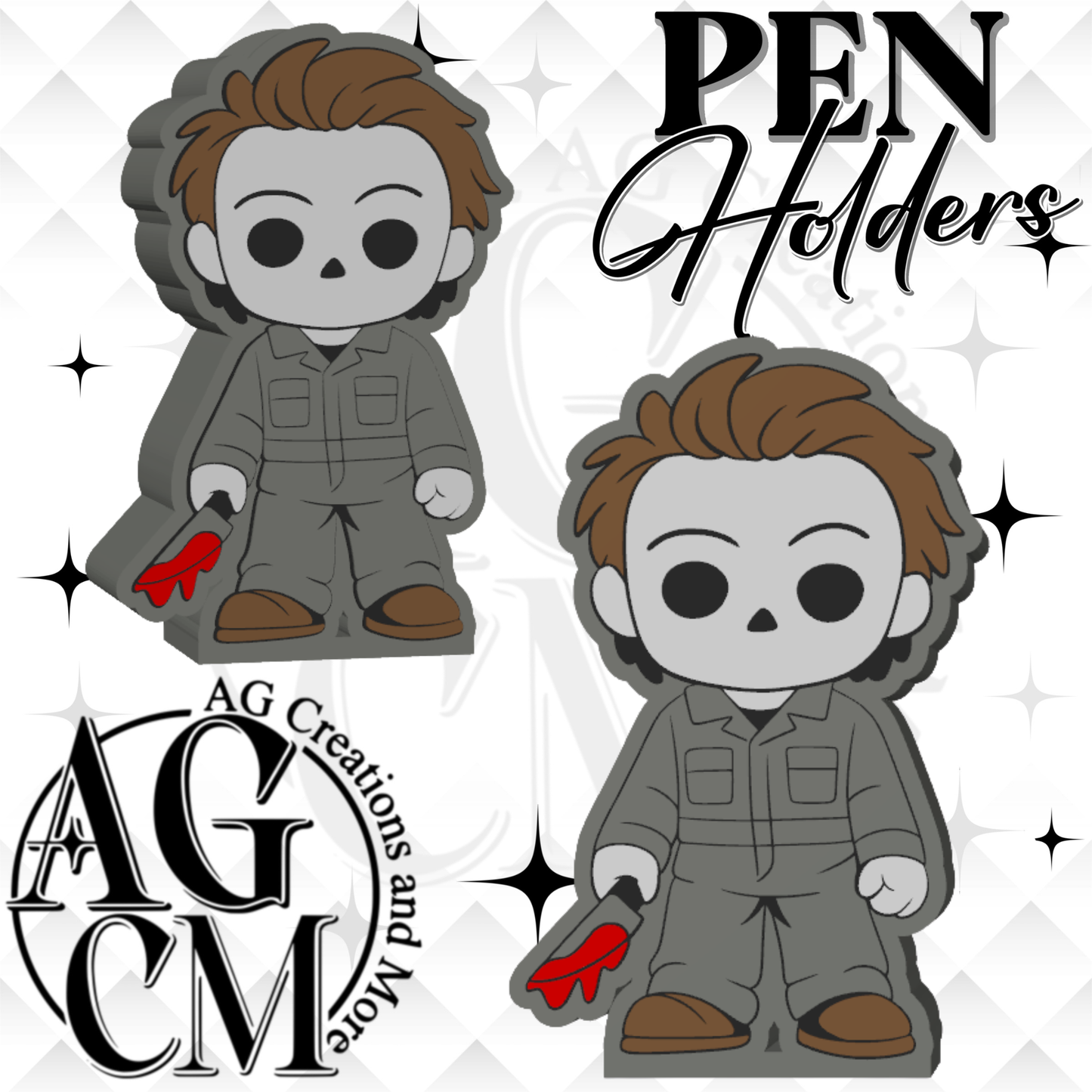 White Mask Guy 3D Pen Holders (wholesale)