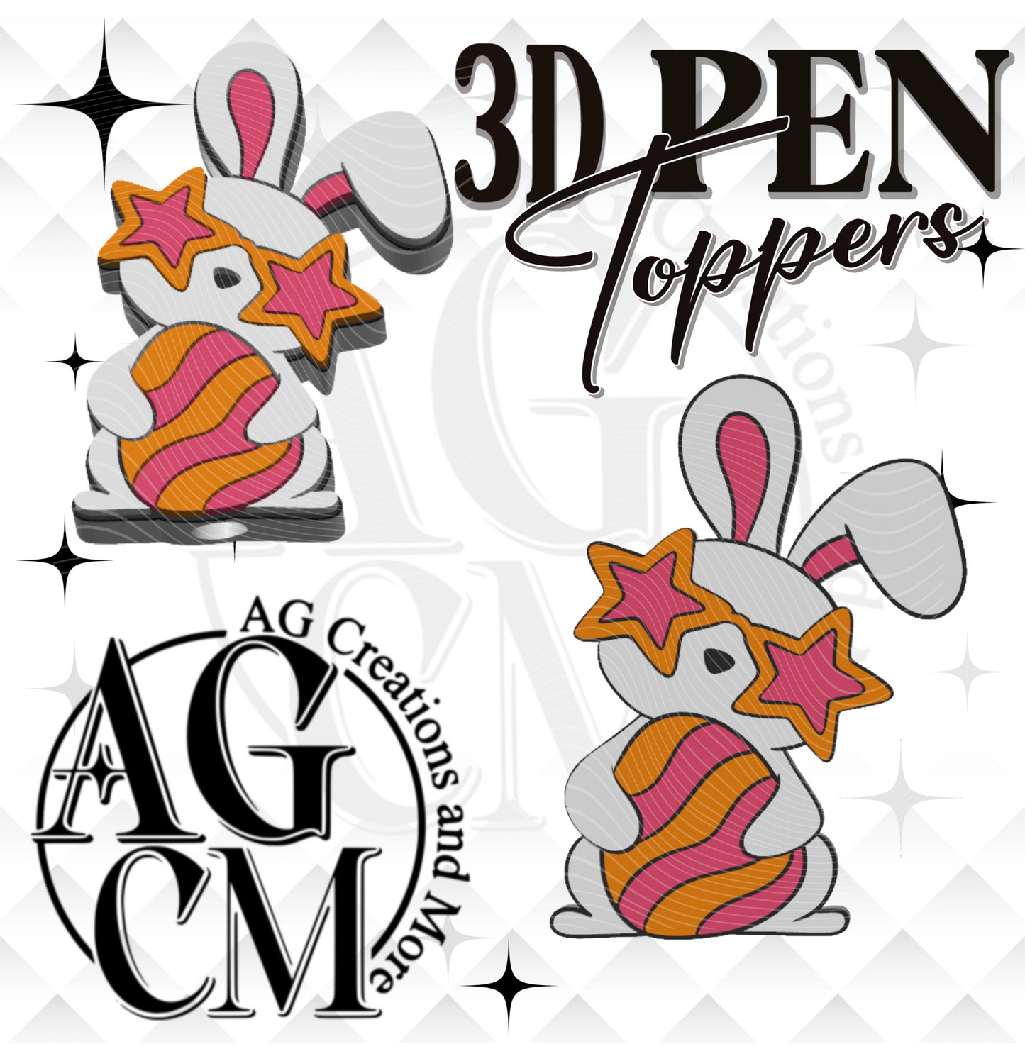 Bunny Glasses 3D Pen Toppers 3MF File