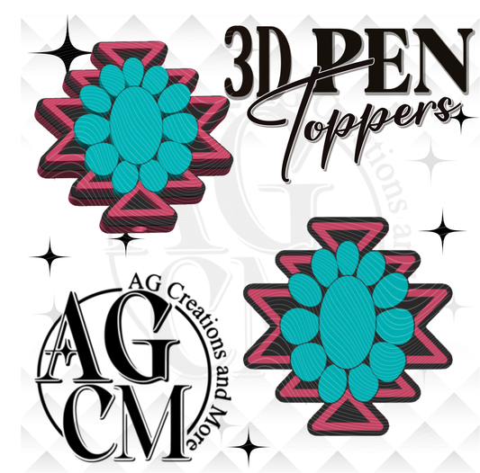 Aztec Concho Pen Toppers 3MF File
