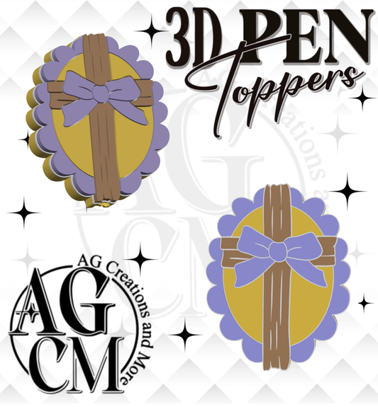 Faith Bow Cross 3D Pen Toppers (wholesale)