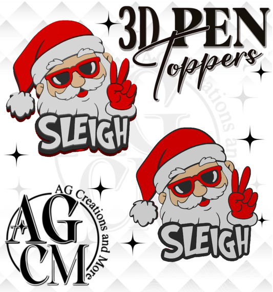 Santa Sleigh 3D pen Toppers 3MF File