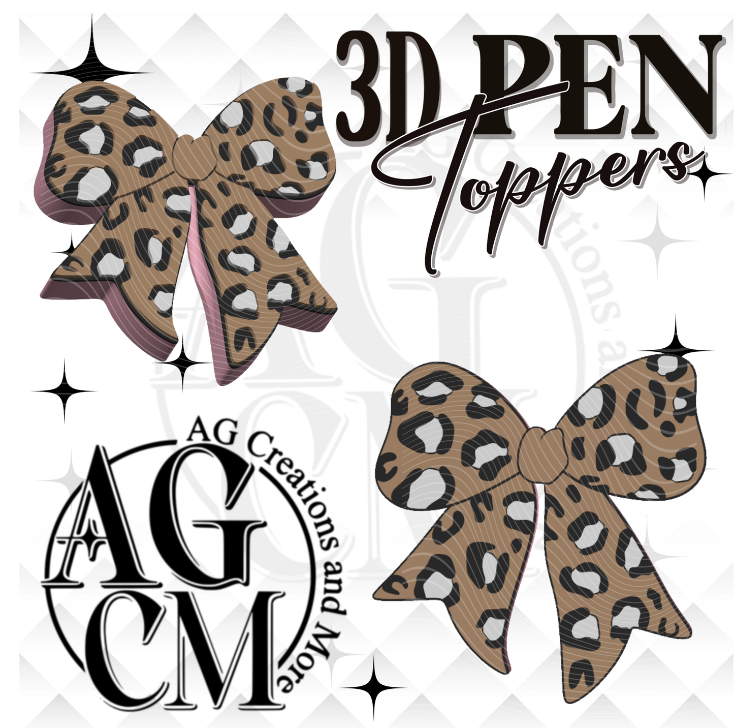 Leopard bow Pen Toppers (wholesale)