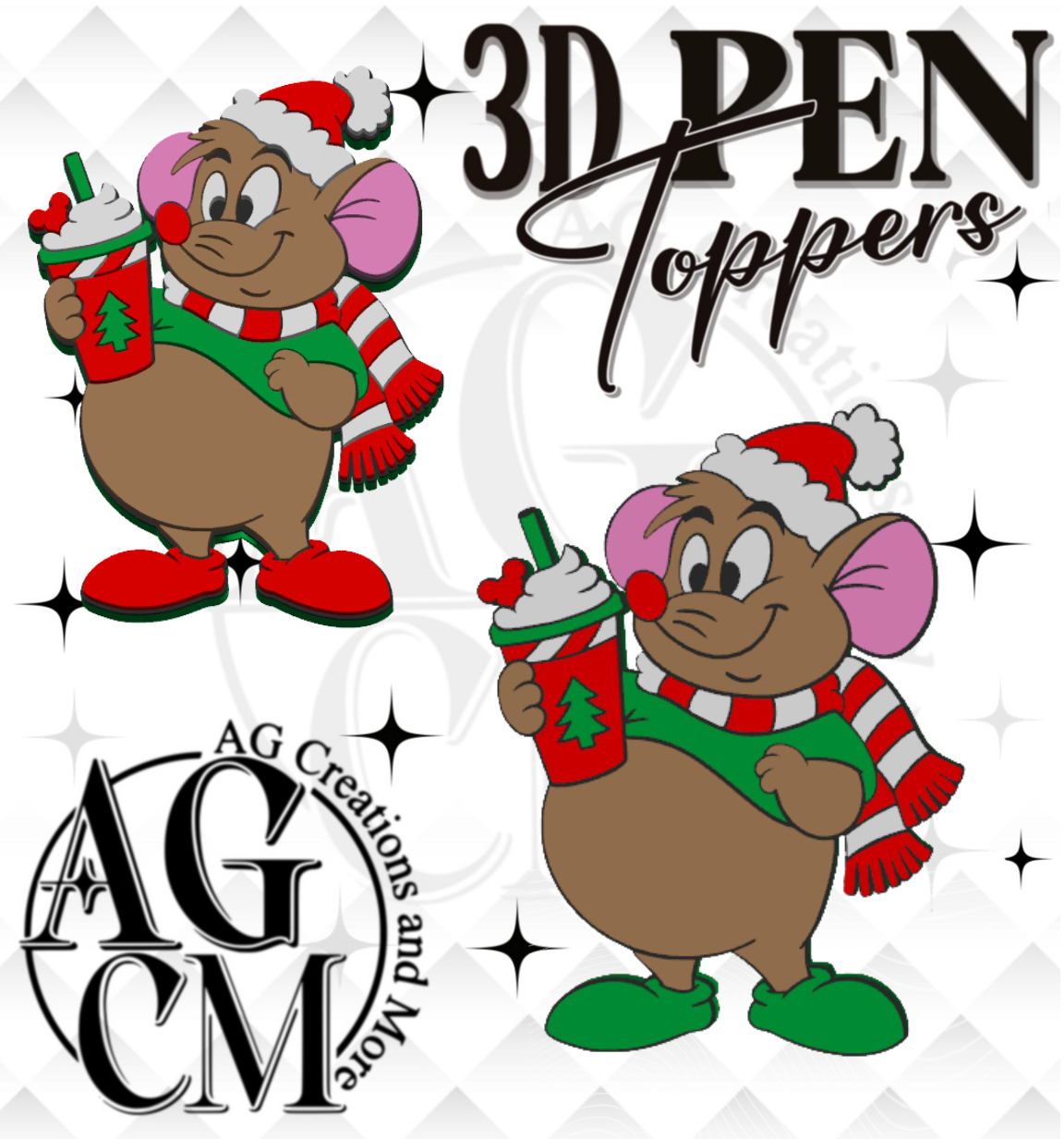 Christmas Mouse 3D Pen Toppers (wholesale)
