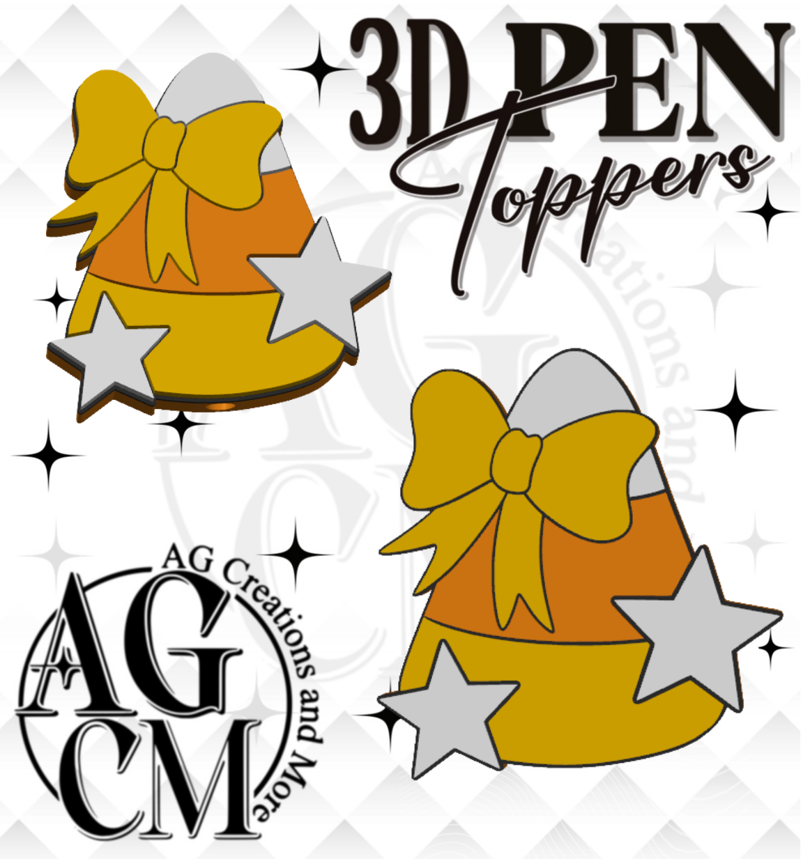 Candy Corn 3D pen Toppers 3MF File
