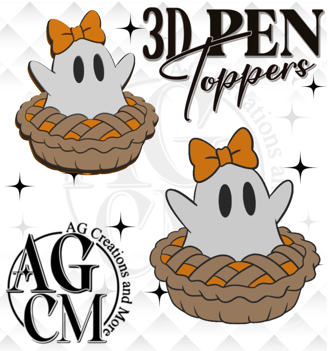 Ghost Pie 3D pen Toppers 3MF File