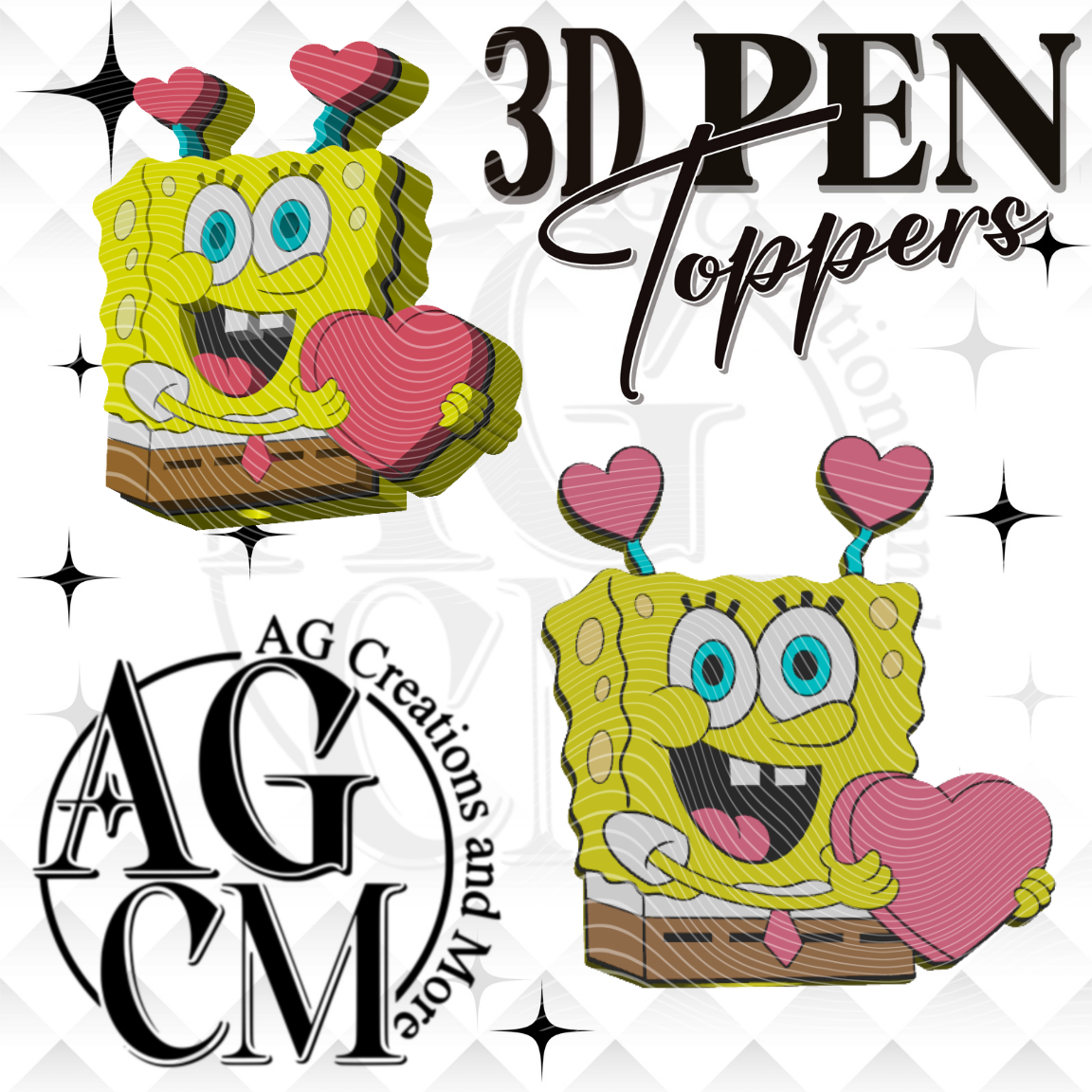 Yellow Sponge 3D Pen Toppers (wholesale)