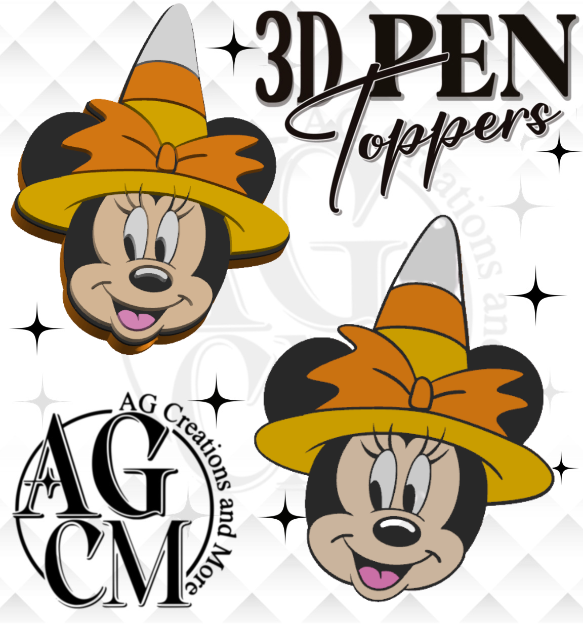 Girl mouse candy corn 3D pen Toppers 3MF File