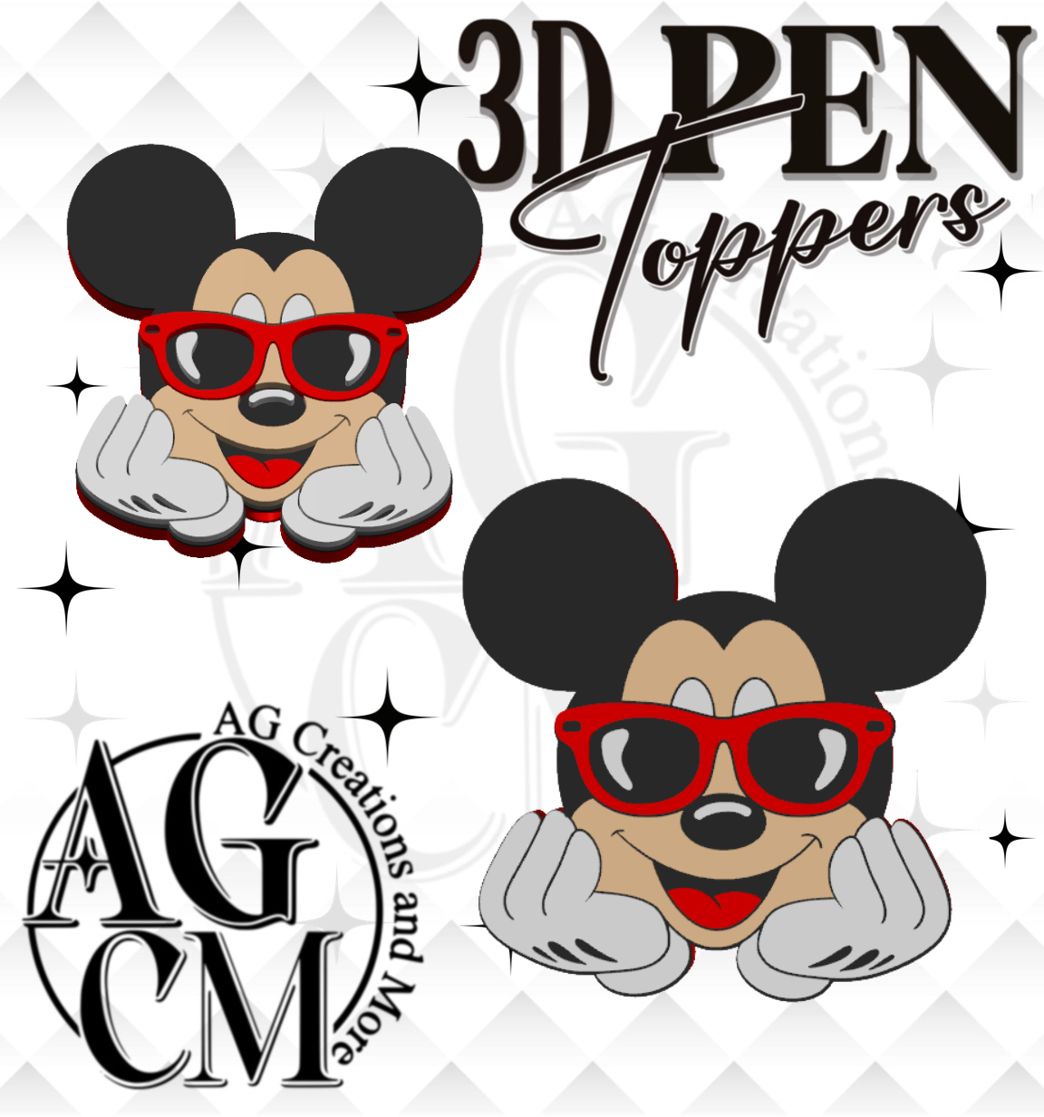 Mouse Glasses 3D pen Toppers 3MF File