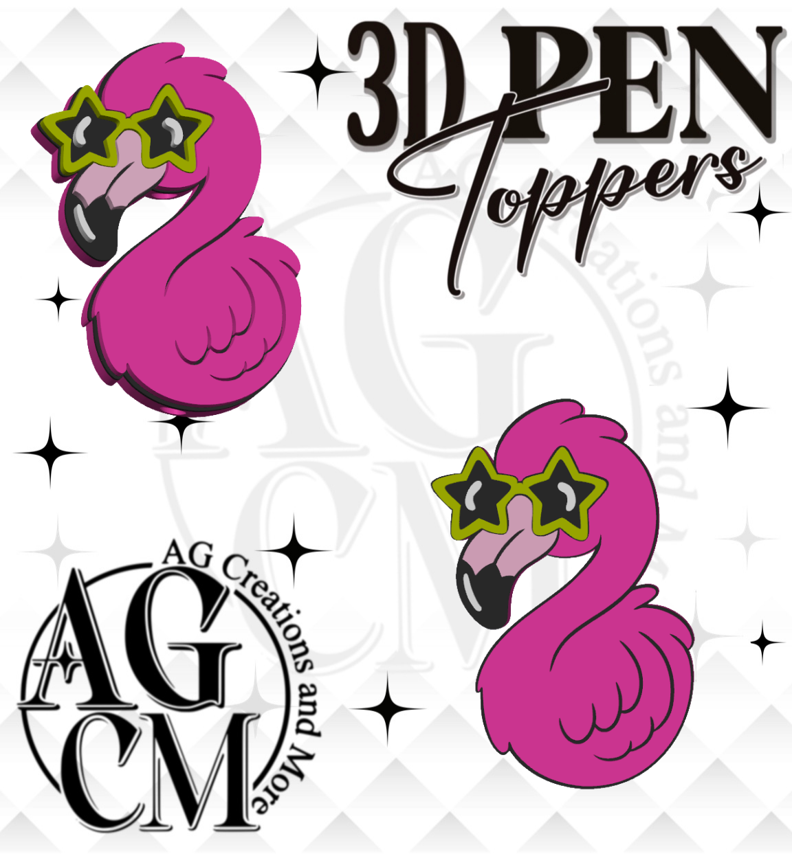 Flamingo 3D pen Toppers 3MF File