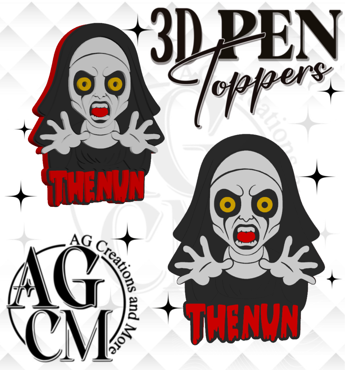 Nun 3D pen Toppers 3MF File