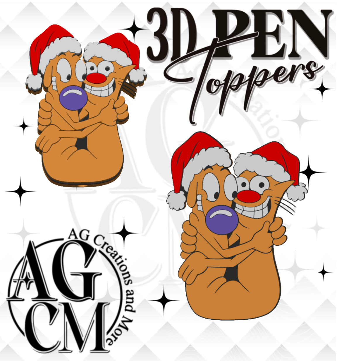 90s Quirky Duo 3D Pen Toppers (wholesale)