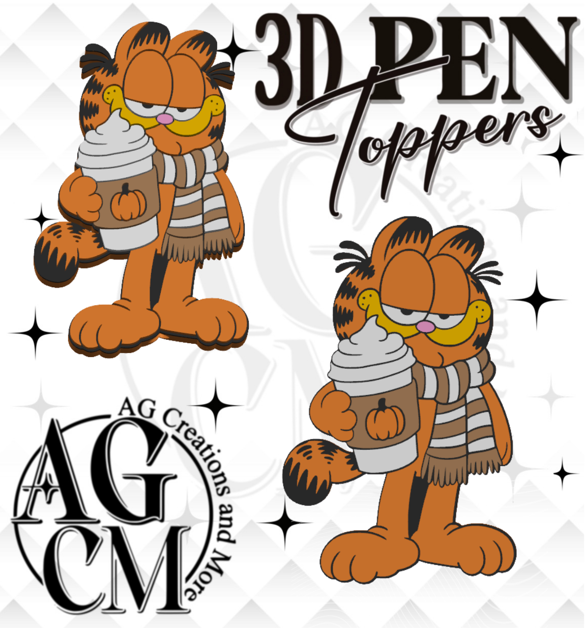 Fall Orange Cat 3D pen Toppers 3MF File