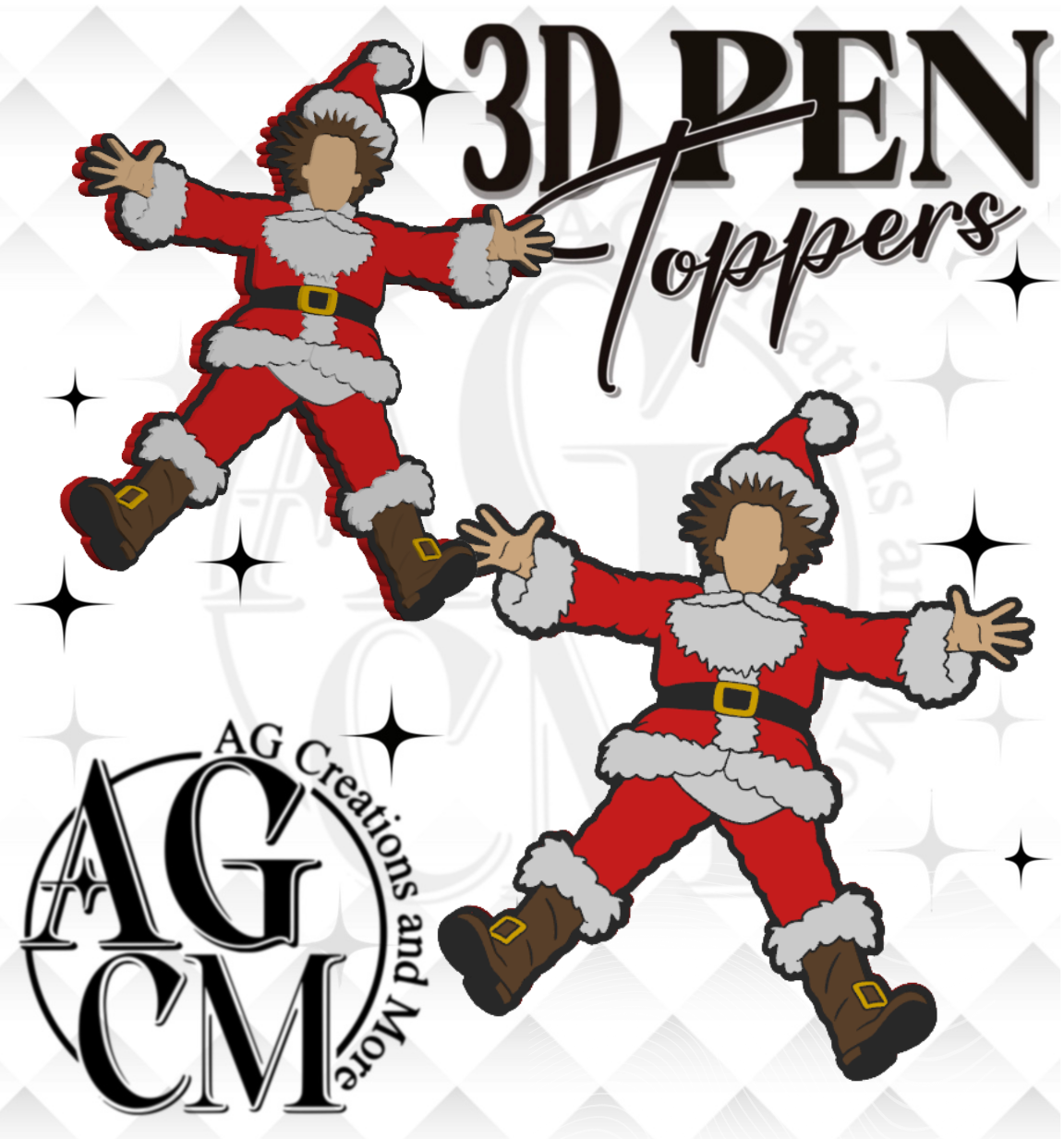 Crazy Santa 3D Pen Toppers (wholesale)