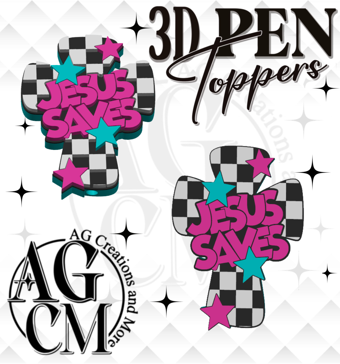 Jesus Saves 3D pen Toppers 3MF File