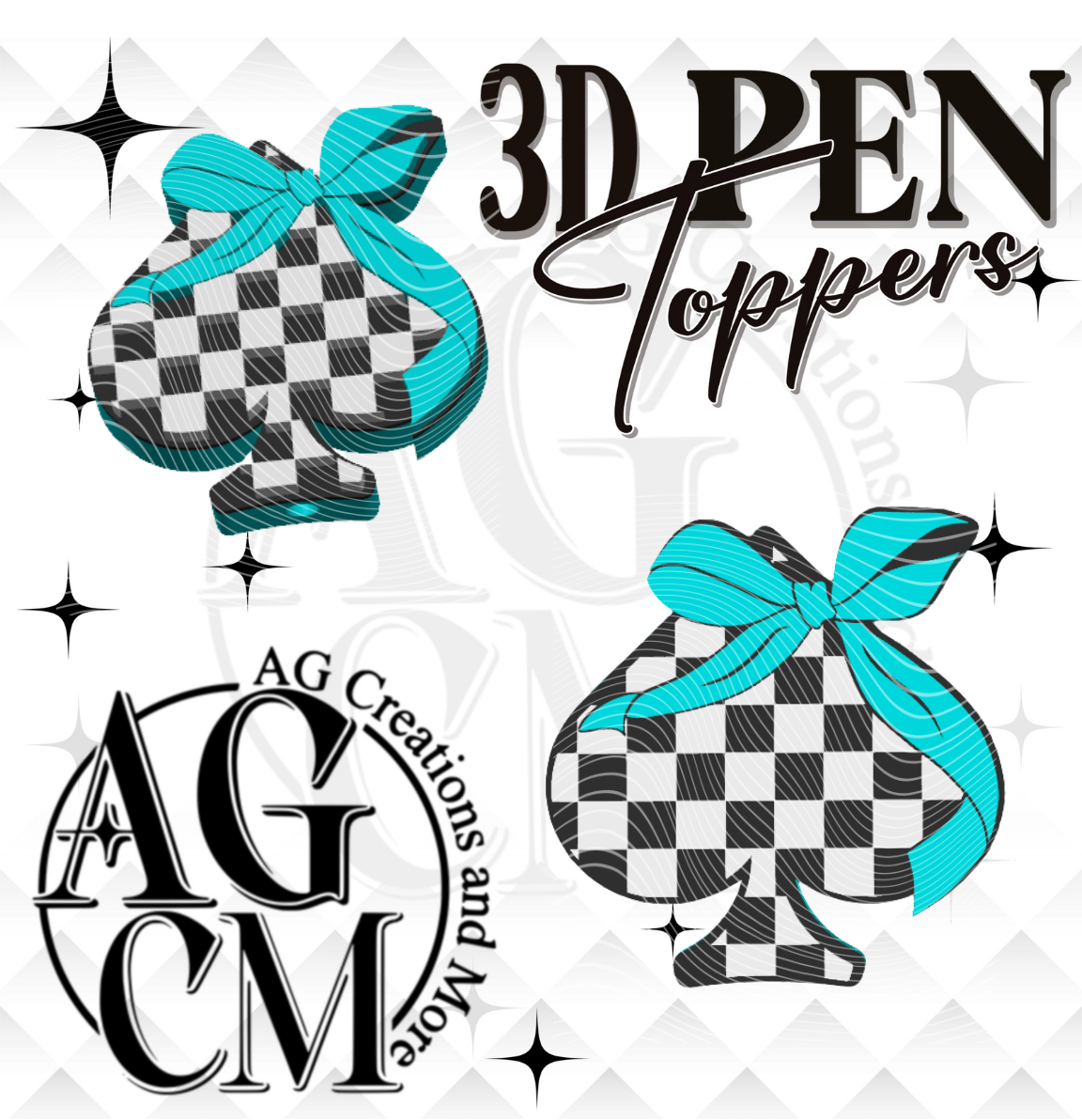 Checker Spades 3D Pen Toppers (wholesale)