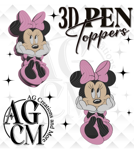 Pink Bow Mouse 3D Pen Toppers (wholesale)