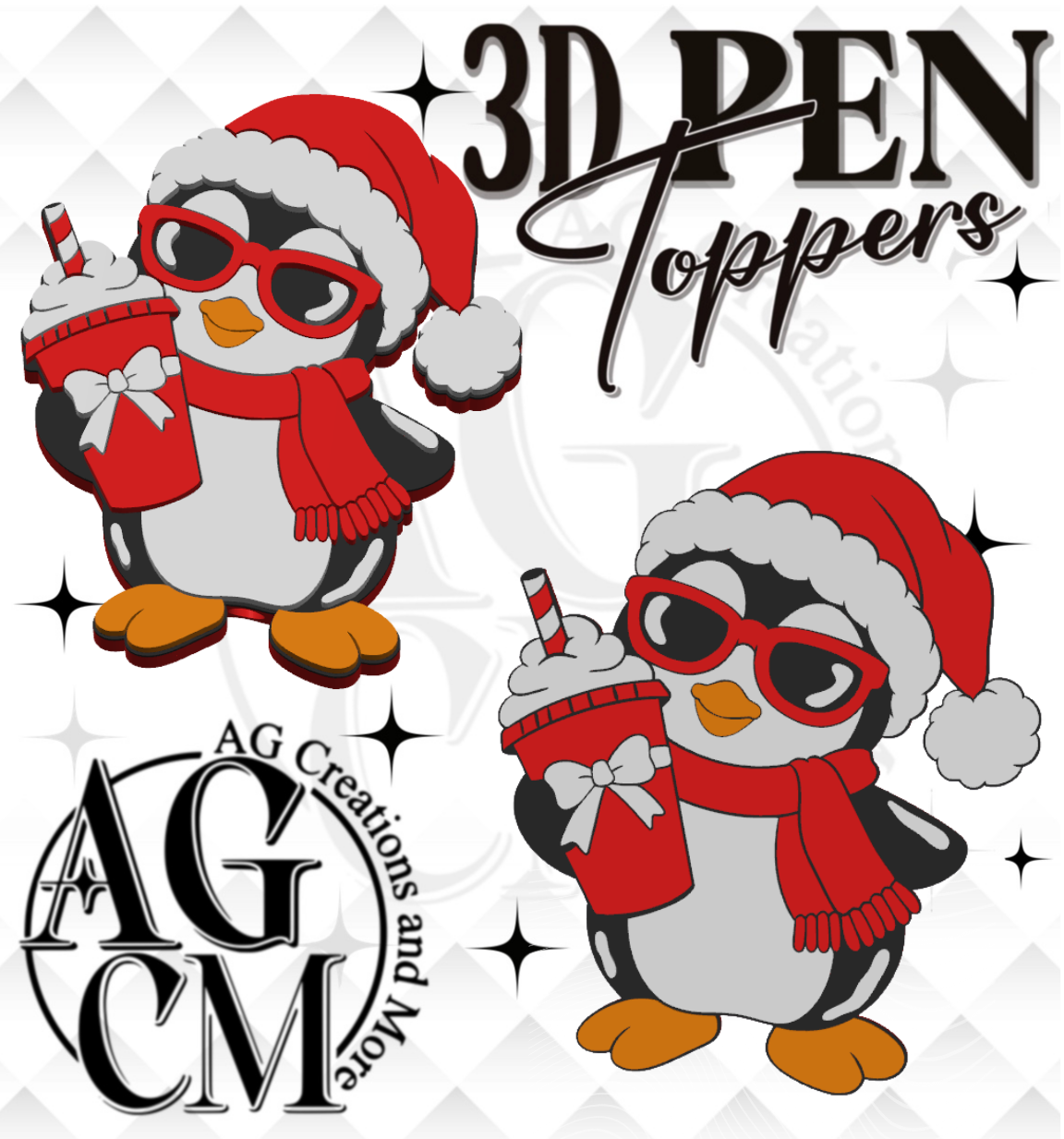 Penguin 3D pen Toppers 3MF File