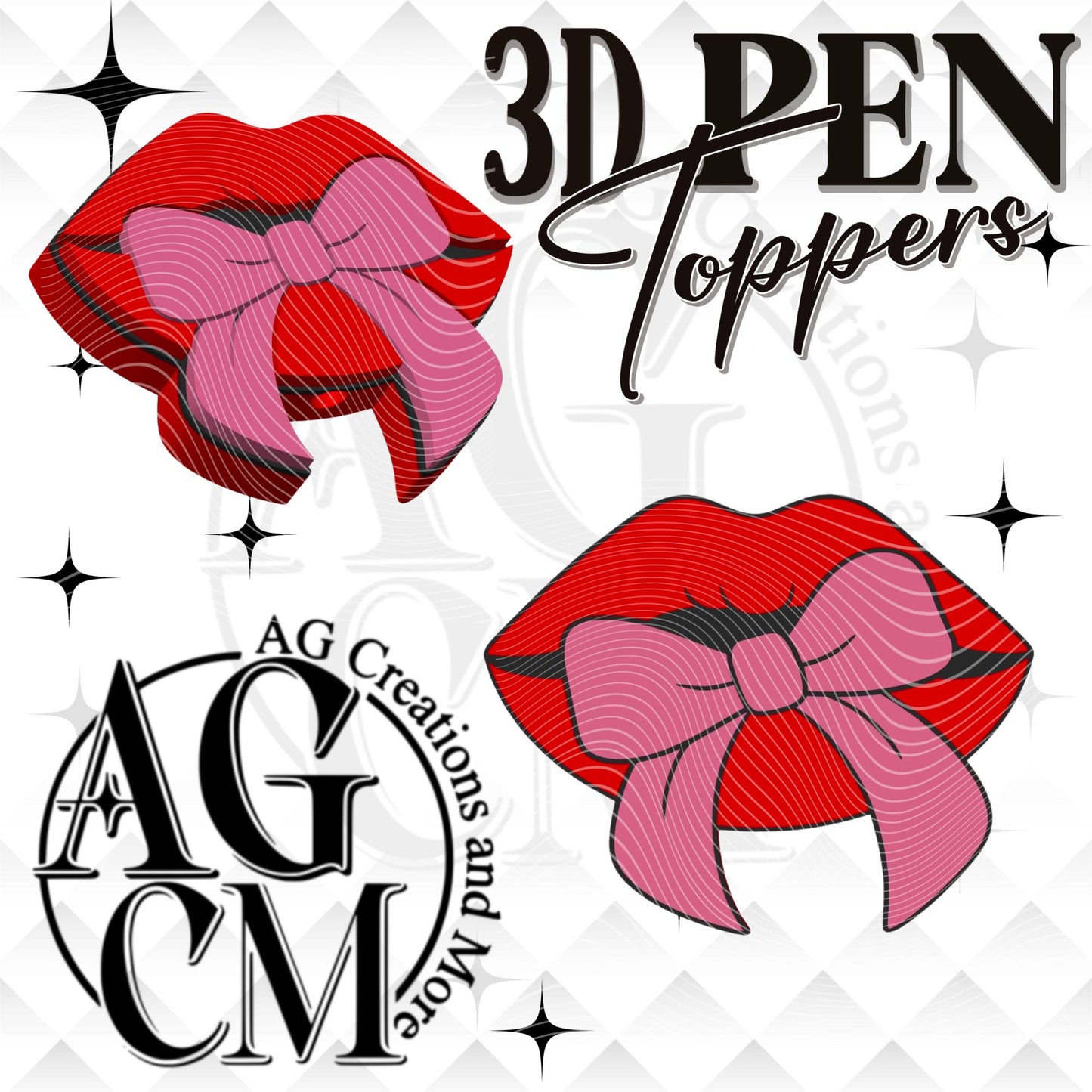 Lips Bow 3D Pen Toppers 3MF File