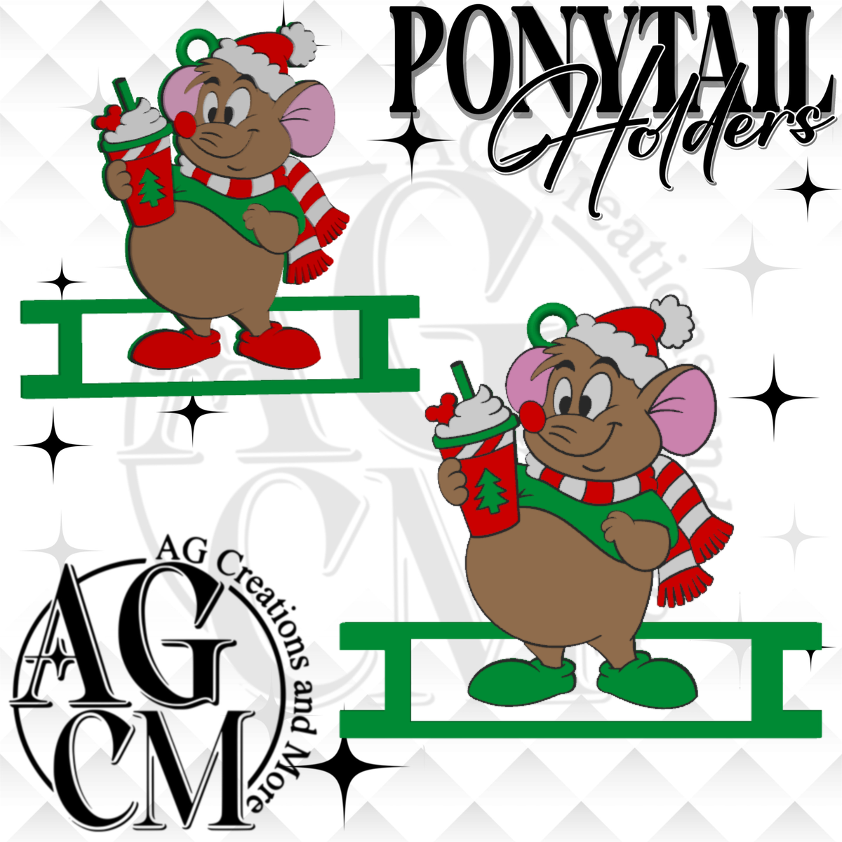 Christmas Mouse 3D Ponytail Holder (wholesale)
