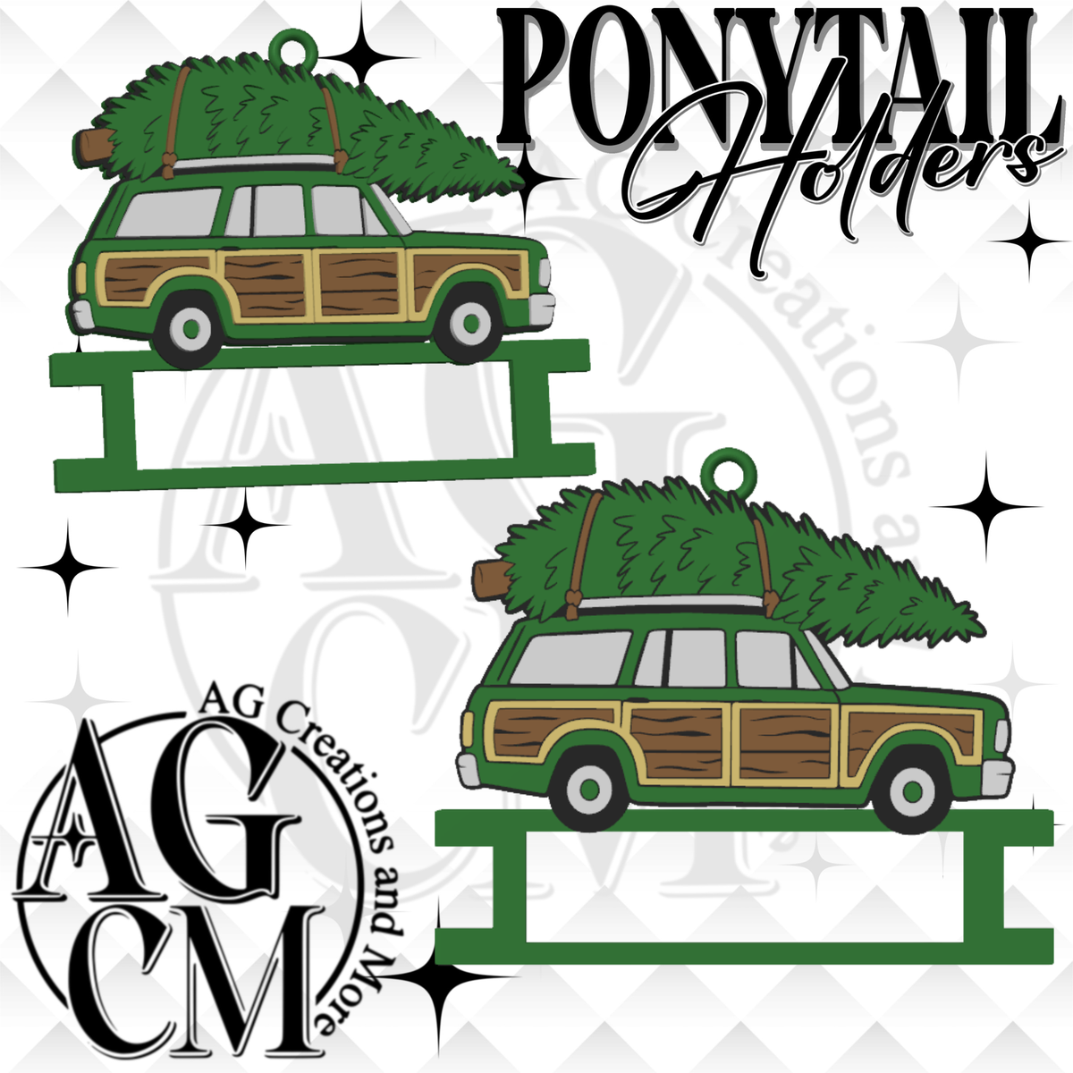 Christmas Station Wagon 3D Ponytail Holder 3MF File
