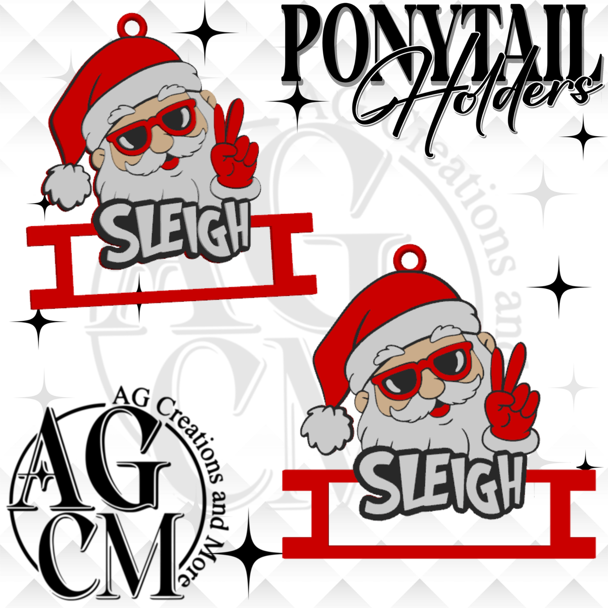 Santa Sleigh 3D Ponytail Holder 3MF File